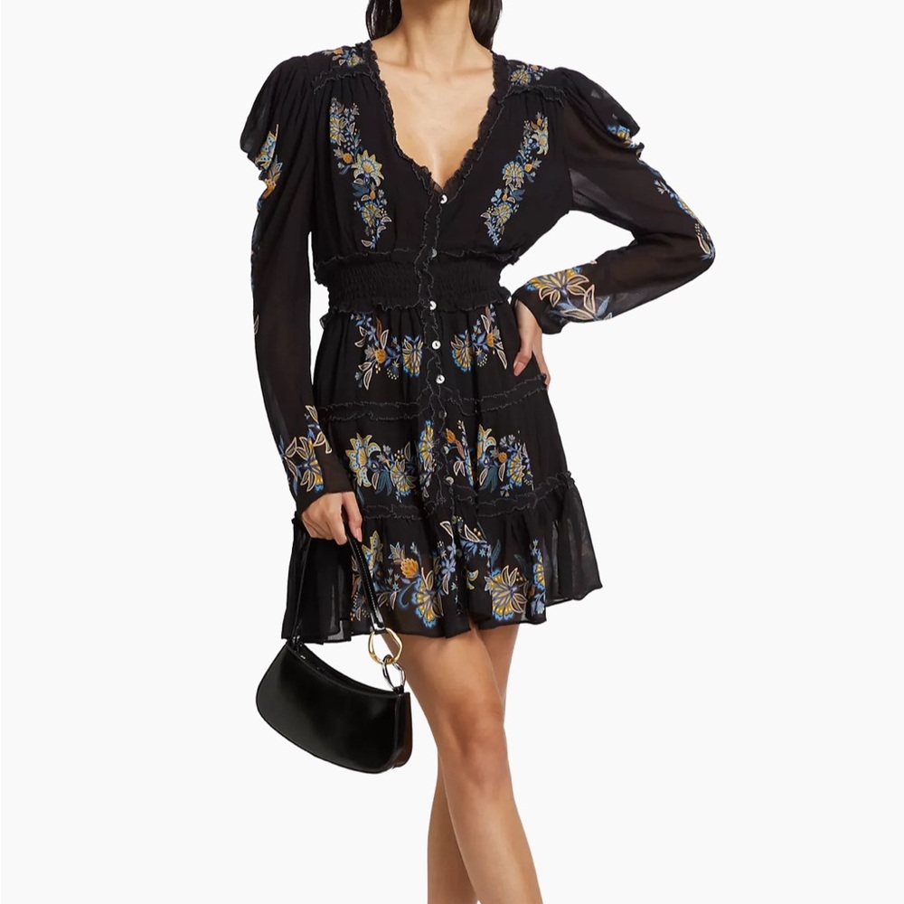 Farm Rio Black Floral Mini Dress
